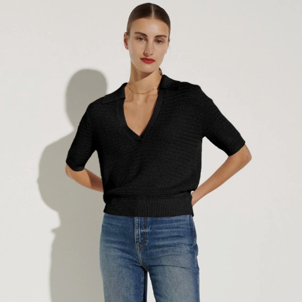 The Reset label The Eco Polo in Black, S